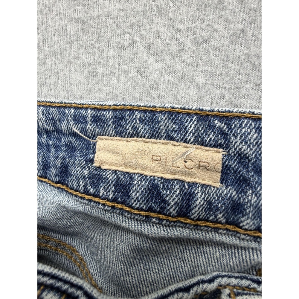 Pilcro Jeans Womens 30 Blue Med Wash Mid Rise Straight Distressed Denim - Picture 8 of 13